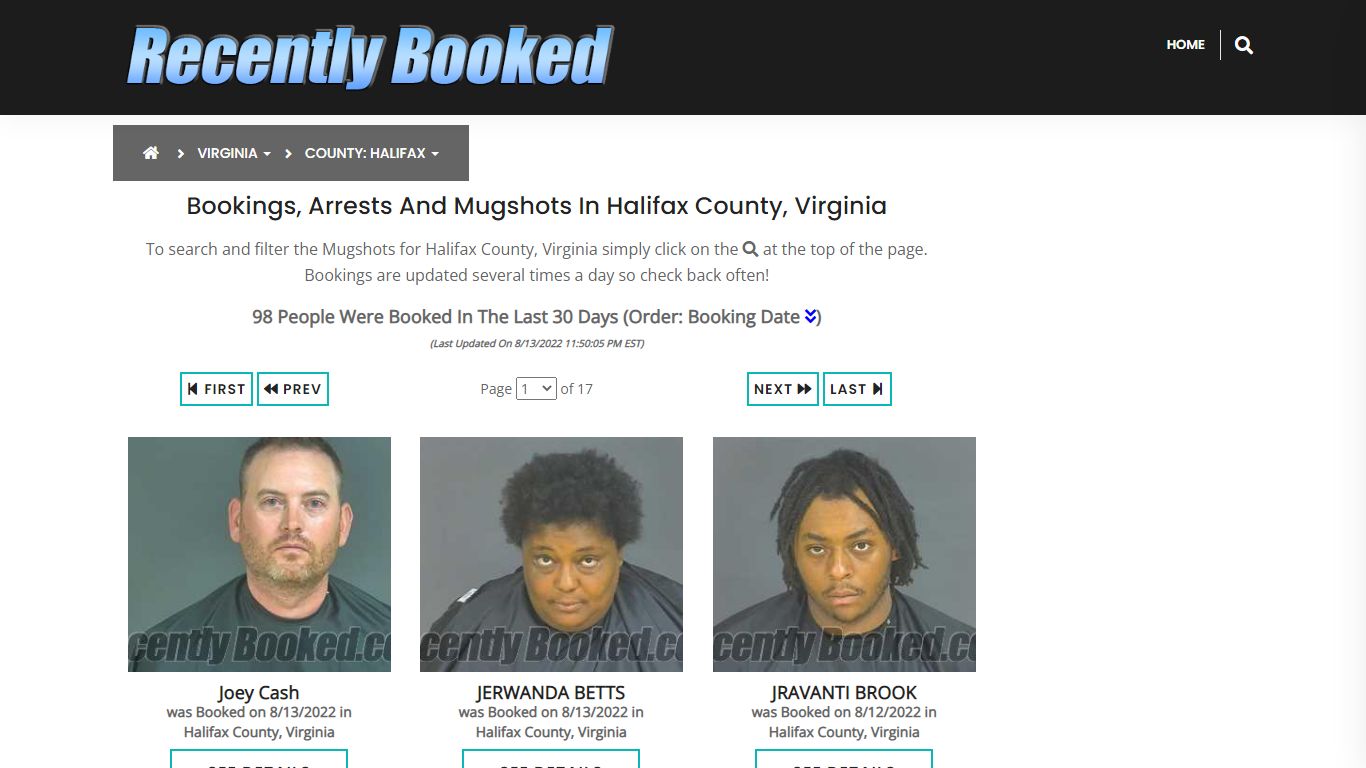 Recent bookings, Arrests, Mugshots in Halifax County, Virginia